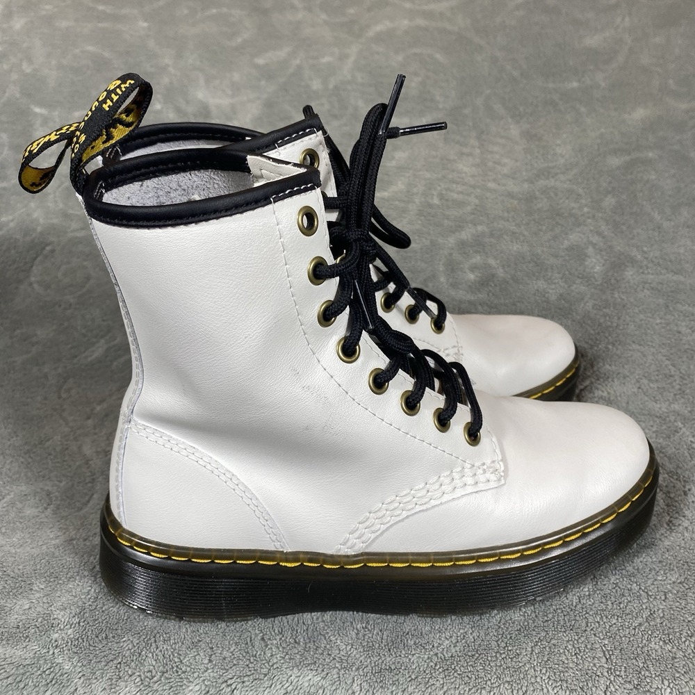 Dr. Martens Luana White Leather Lace Up Combat Boots Women Sz 5 Smooth Punk New